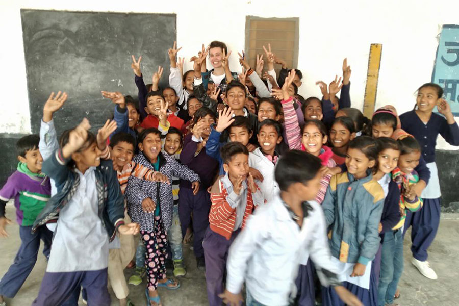 Vasile And Margarida With School Class And Teachers